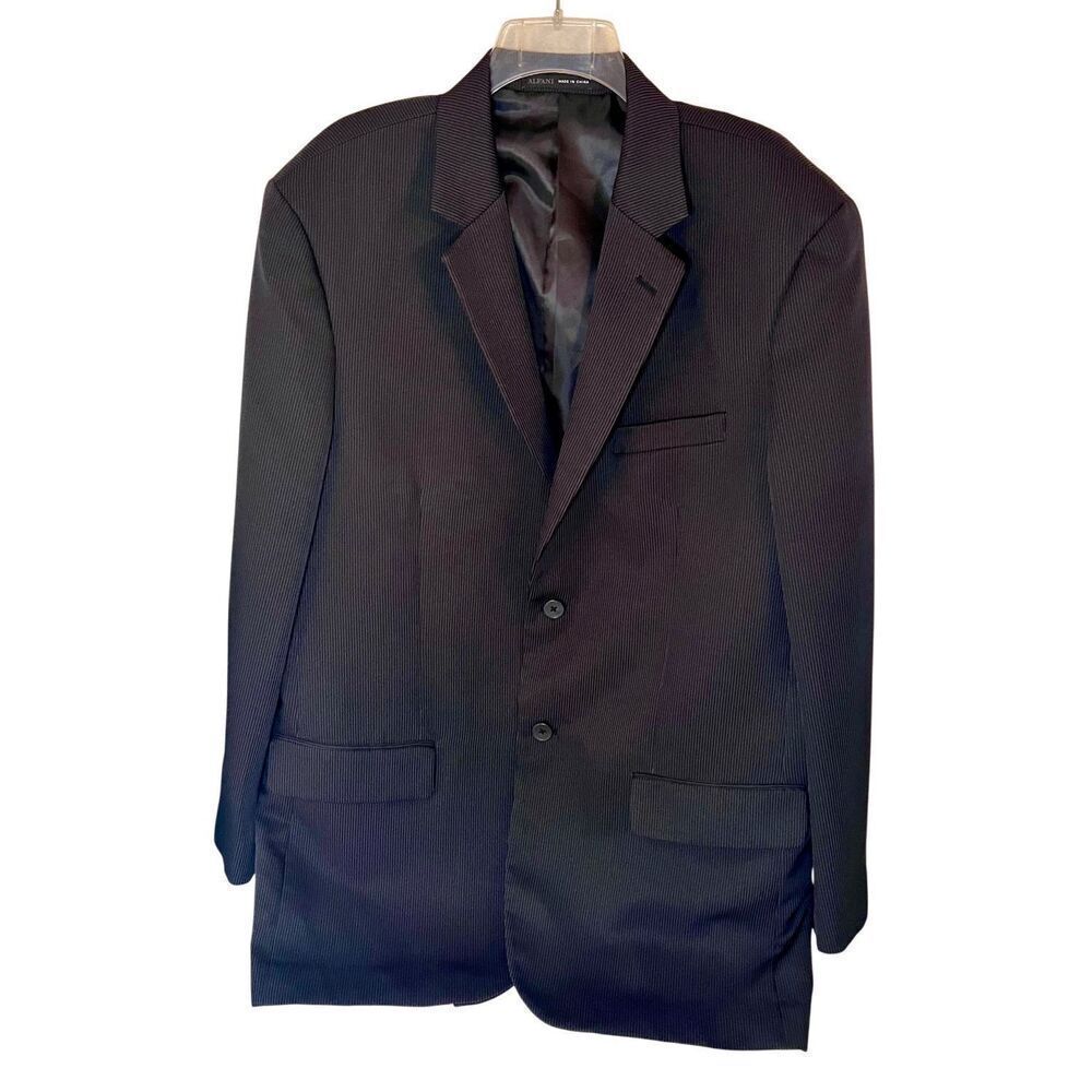 Alfani Mens Black Stripe Blazer Jacket Size Large